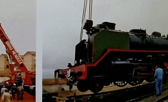 Posicionamiento de la máquina en la góndola y comienzo del traslado. Fotografías de José Jiménez.